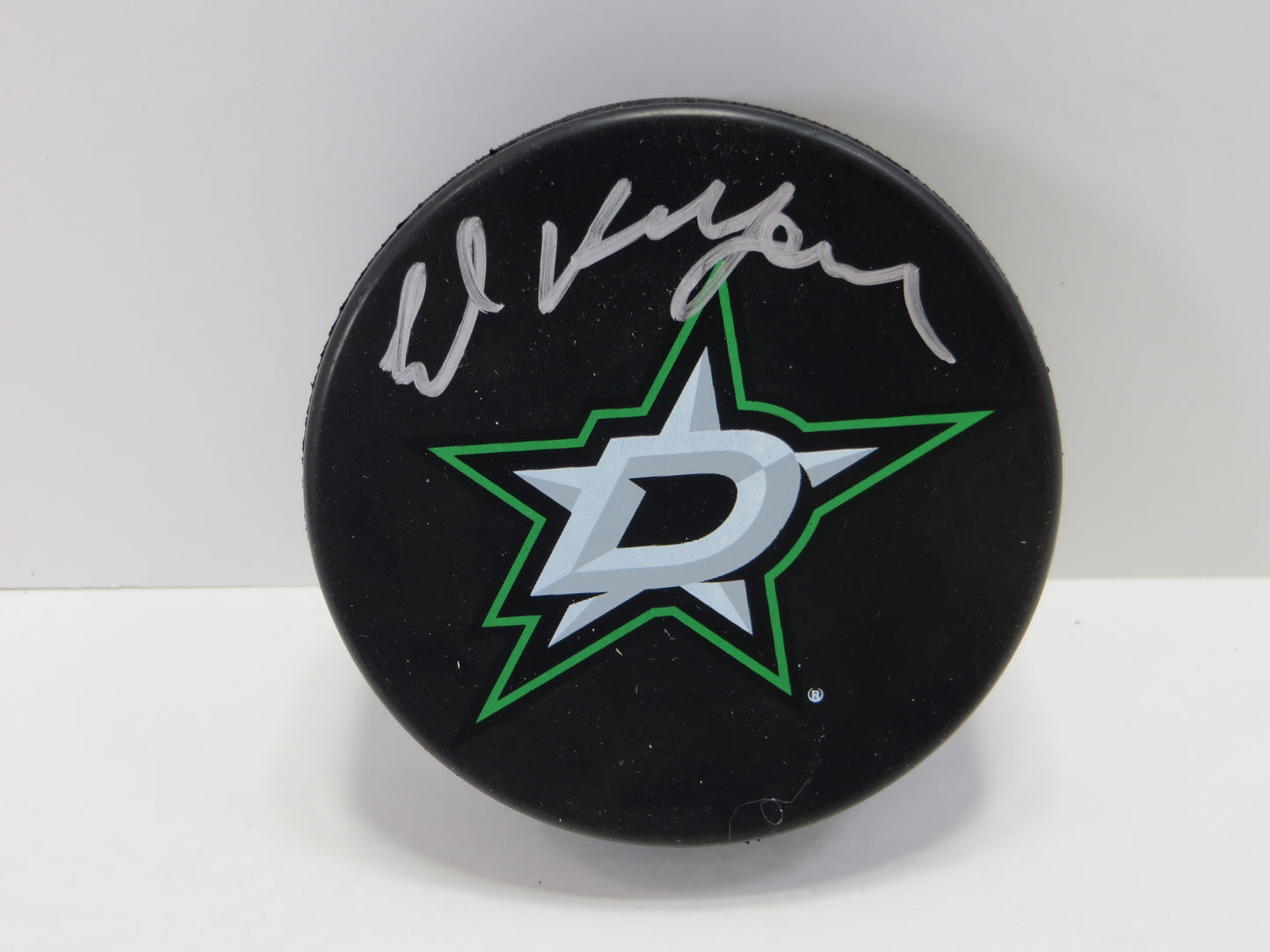 ED BELFOUR SIGNED NEW LOGO STARS PUCK JSA
