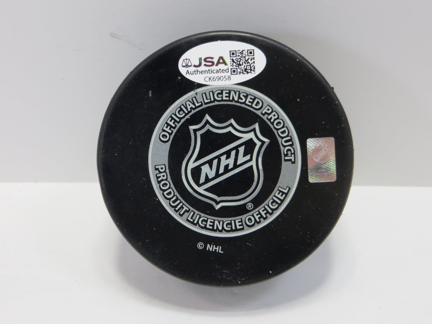ED BELFOUR SIGNED NEW LOGO STARS PUCK JSA