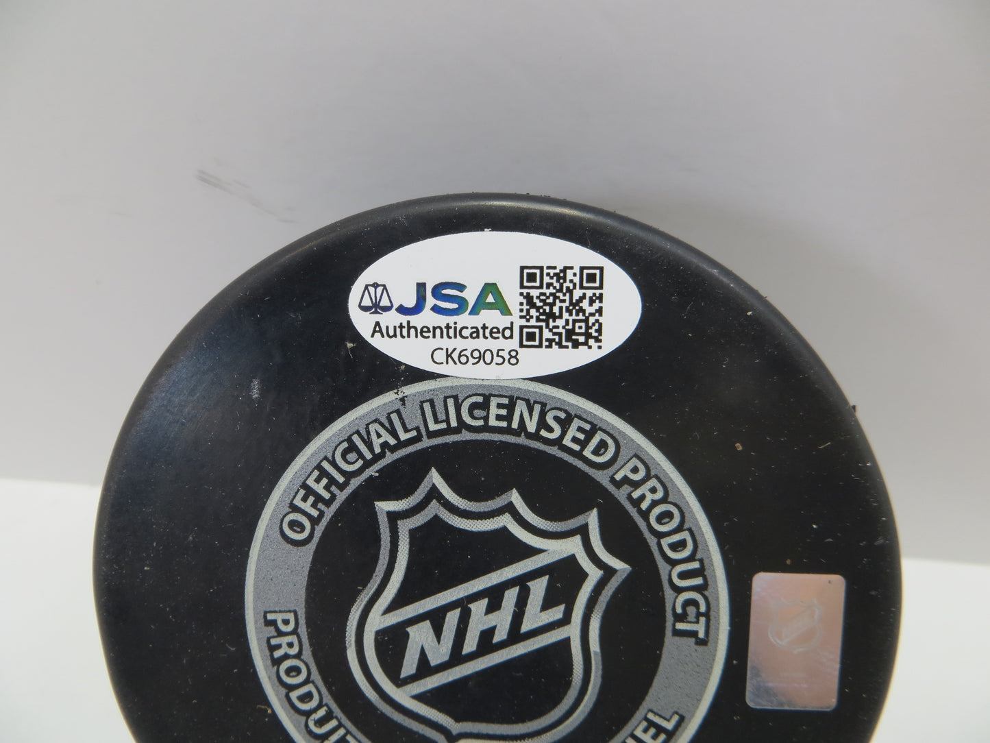 ED BELFOUR SIGNED NEW LOGO STARS PUCK JSA