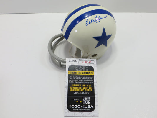 EDDIE LeBARON SIGNED DALLAS COWBOYS 2BAR RIDDELL MINI HELMET JSA COA