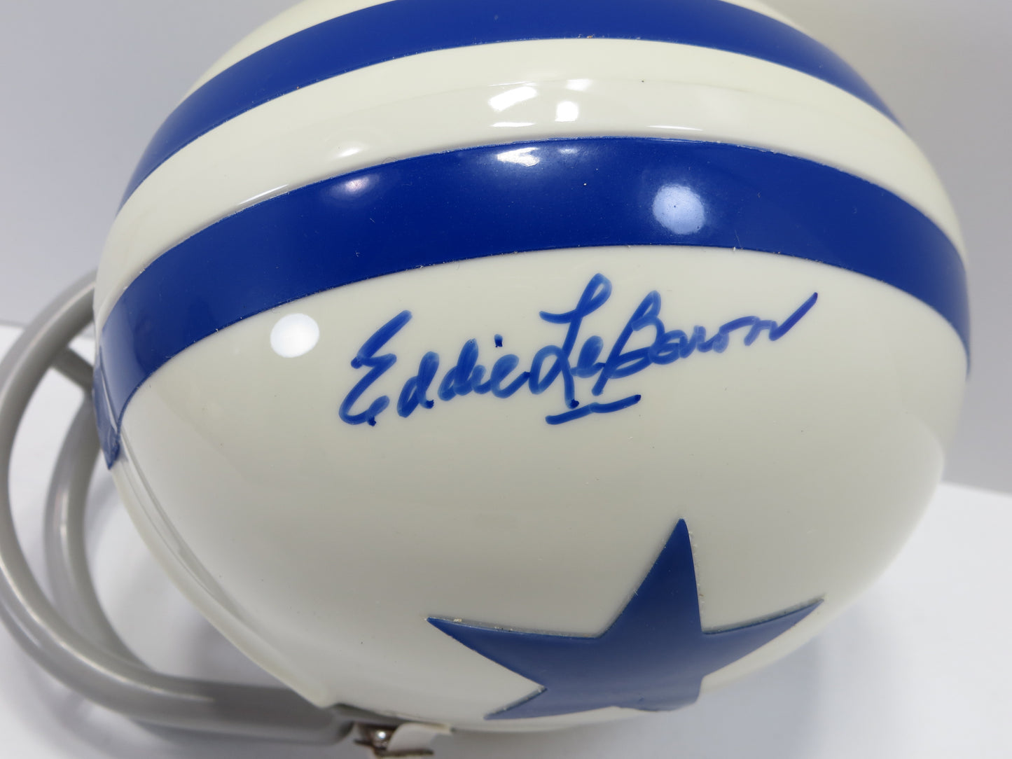 EDDIE LeBARON SIGNED DALLAS COWBOYS 2BAR RIDDELL MINI HELMET JSA COA