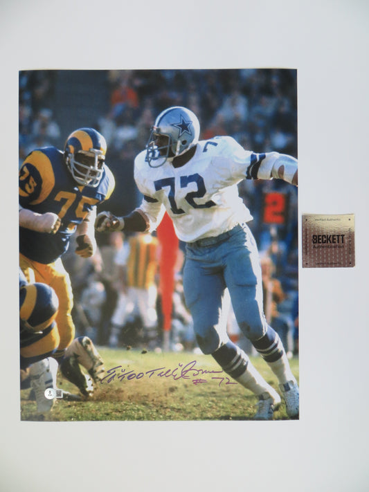ED TOO TALL JONES DALLAS COWBOYS SIGNED 16X20 PHOTO BAS COA