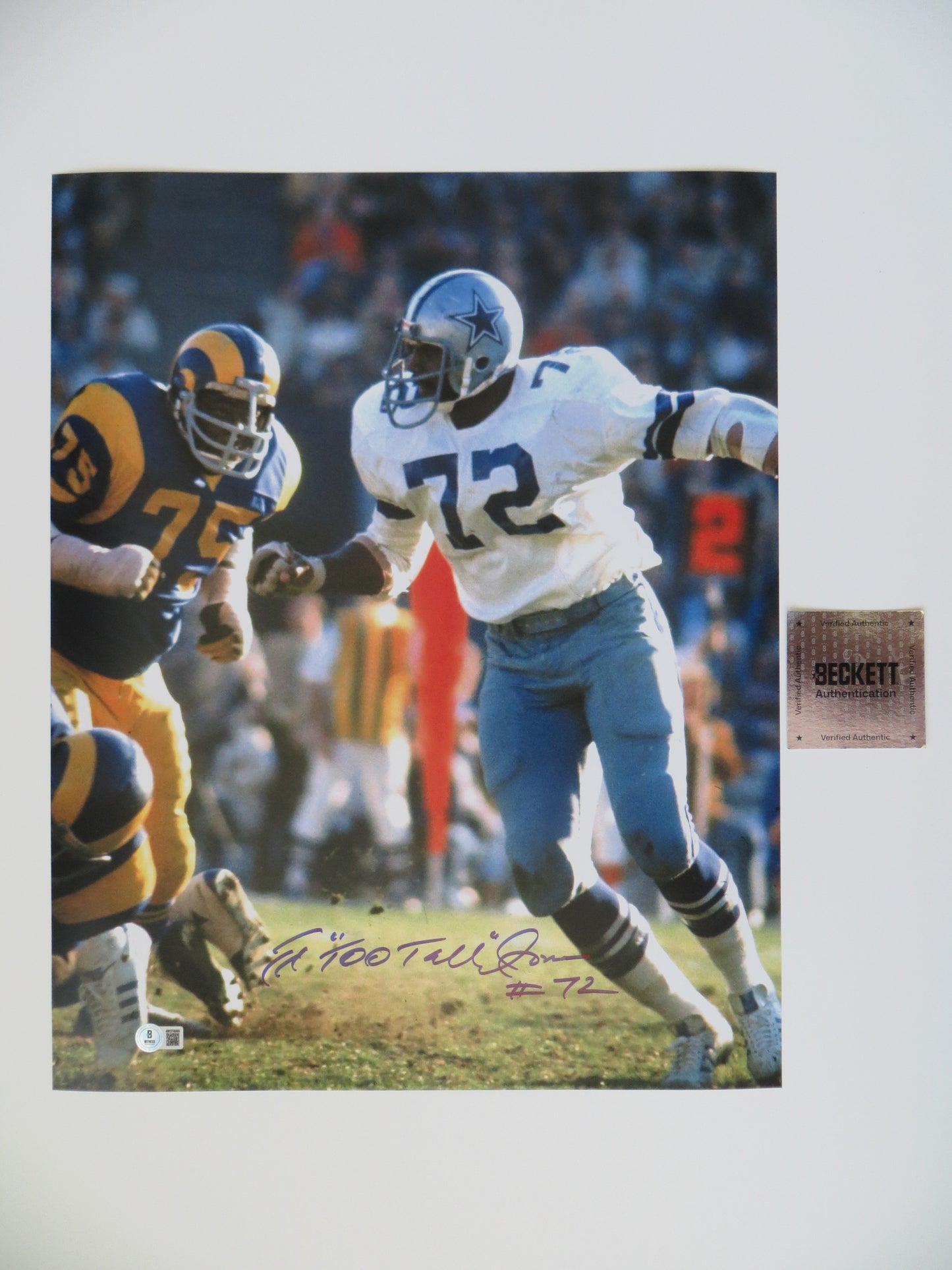 ED TOO TALL JONES DALLAS COWBOYS SIGNED 16X20 PHOTO BAS COA