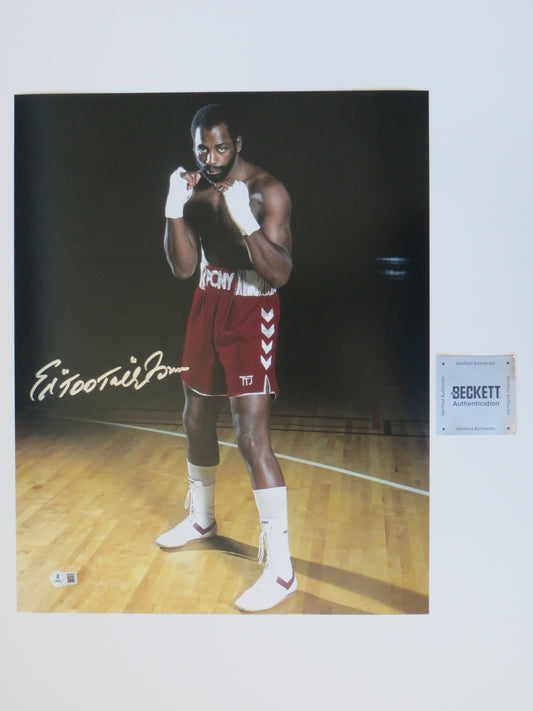 ED TOO TALL JONES DALLAS COWBOYS SIGNED BOXING 16X20 PHOTO BAS