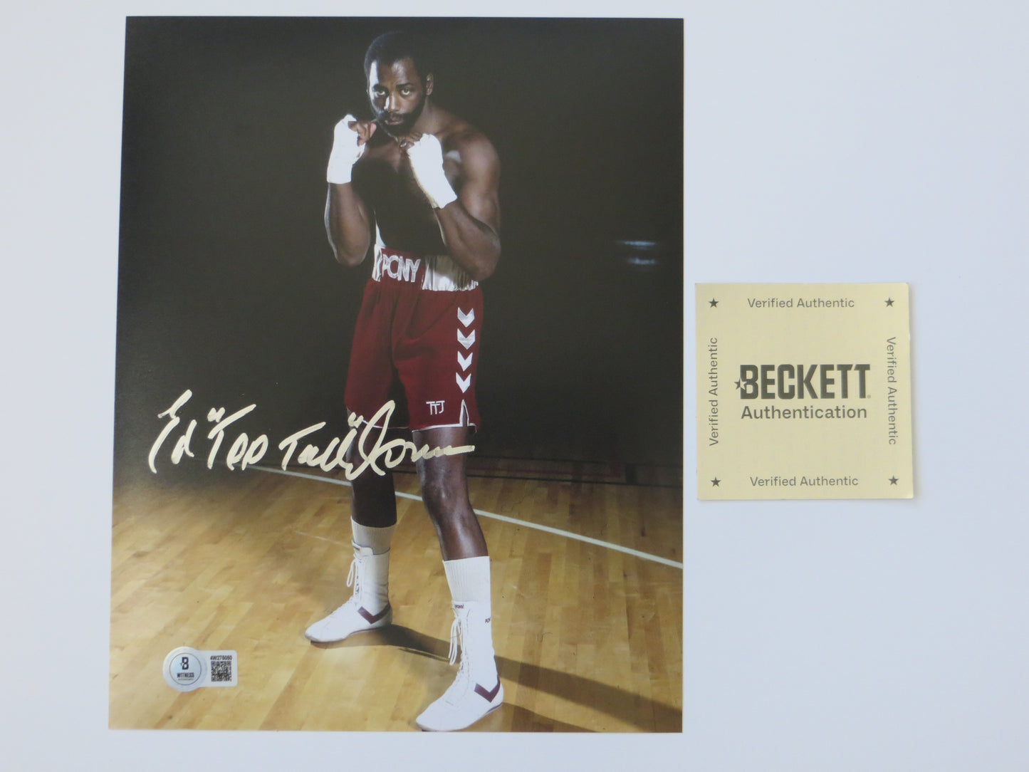 ED TOO TALL JONES SIGNED BOXING 8x10 BAS