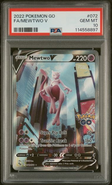 2022 Pokemon - Mewtwo V (Full Art) - 072/078 Pokemon GO PSA 10