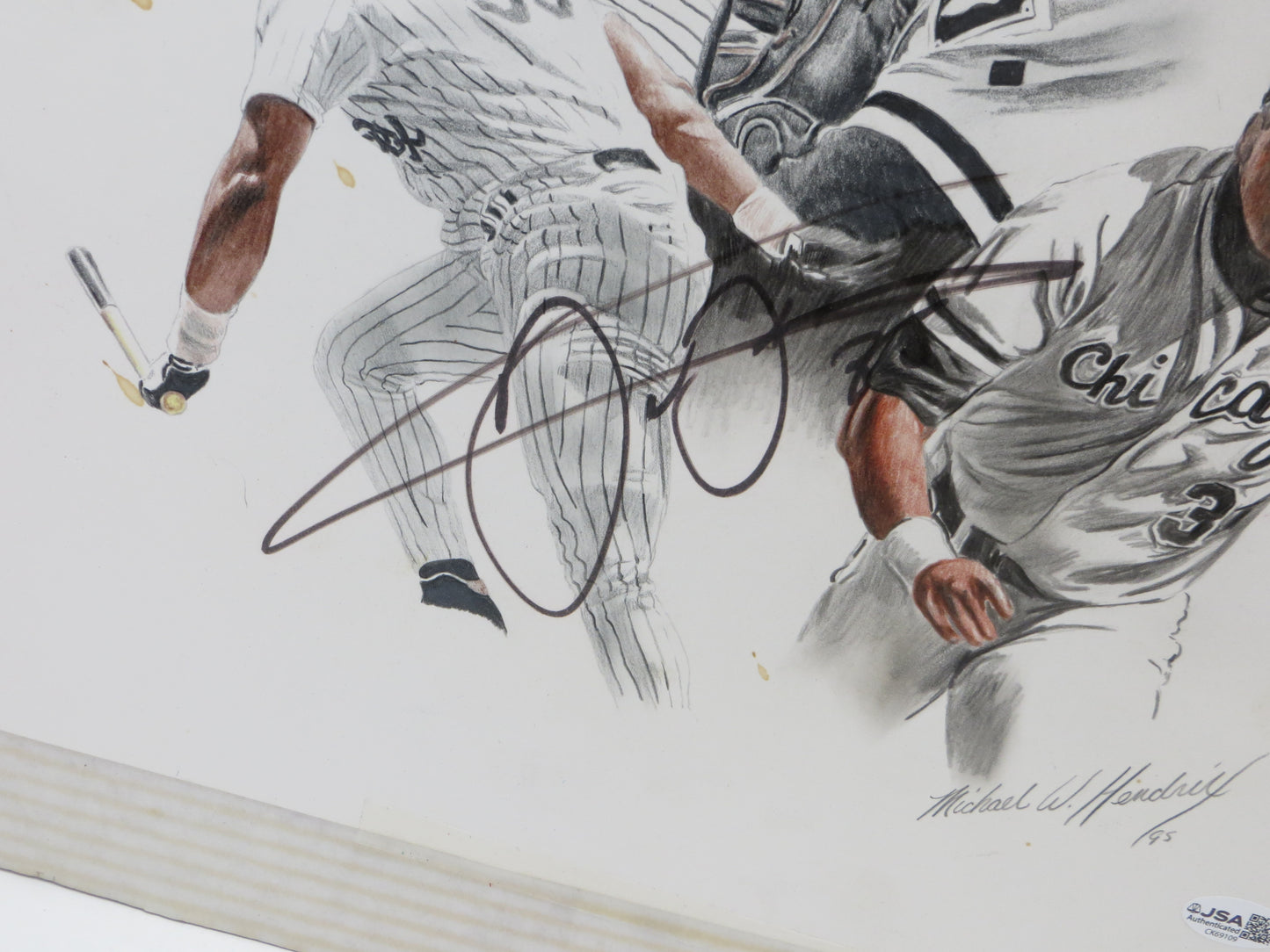 FRANK THOMAS CHICAGO WHITE SOX SIGNED PENCIL DRAWING Auburn Tigers JSA COA
