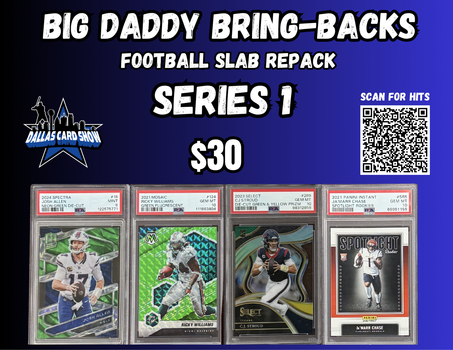 Big Daddy Bring-Backs $30 Football Slab Repack Series 1