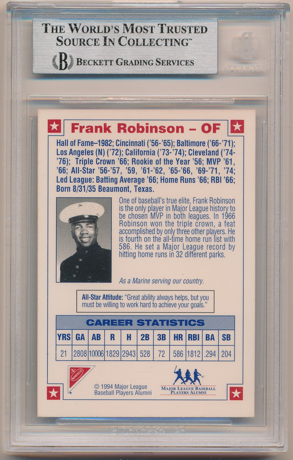 1994 NABISCO ALL-STAR AUTOGRAPHS #3 FRANK ROBINSON AUTHENTIC AUTO BAS