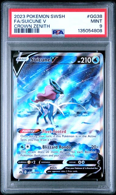 2023 Pokemon - Suicune V (Galarian Gallery) - GG38/GG70 Crown Zenith PSA 9