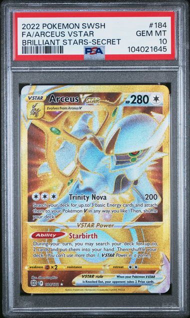 2022 Pokemon - Arceus VSTAR (Secret) - 184/172 Brilliant Stars PSA 10