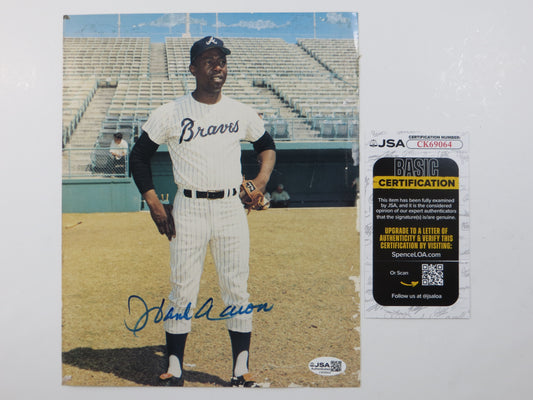 HANK AARON SIGNED BRAVES 8x10 JSA