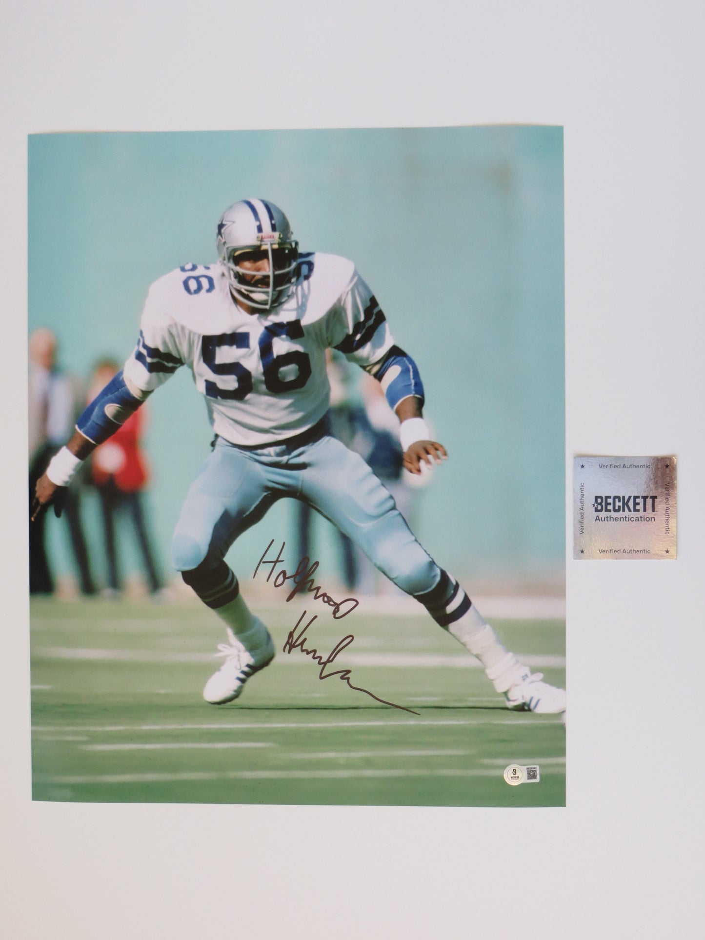 THOMAS HOLLYWOOD HENDERSON DALLAS COWBOYS SIGNED 16X20 PHOTO STANCE BAS