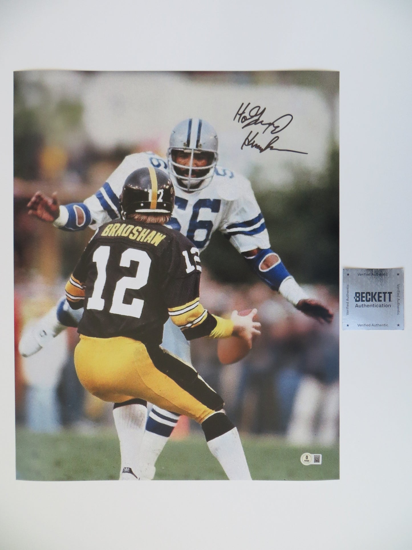 THOMAS HOLLYWOOD HENDERSON SIGNED BRADSHAW SACK 16X20 BAS