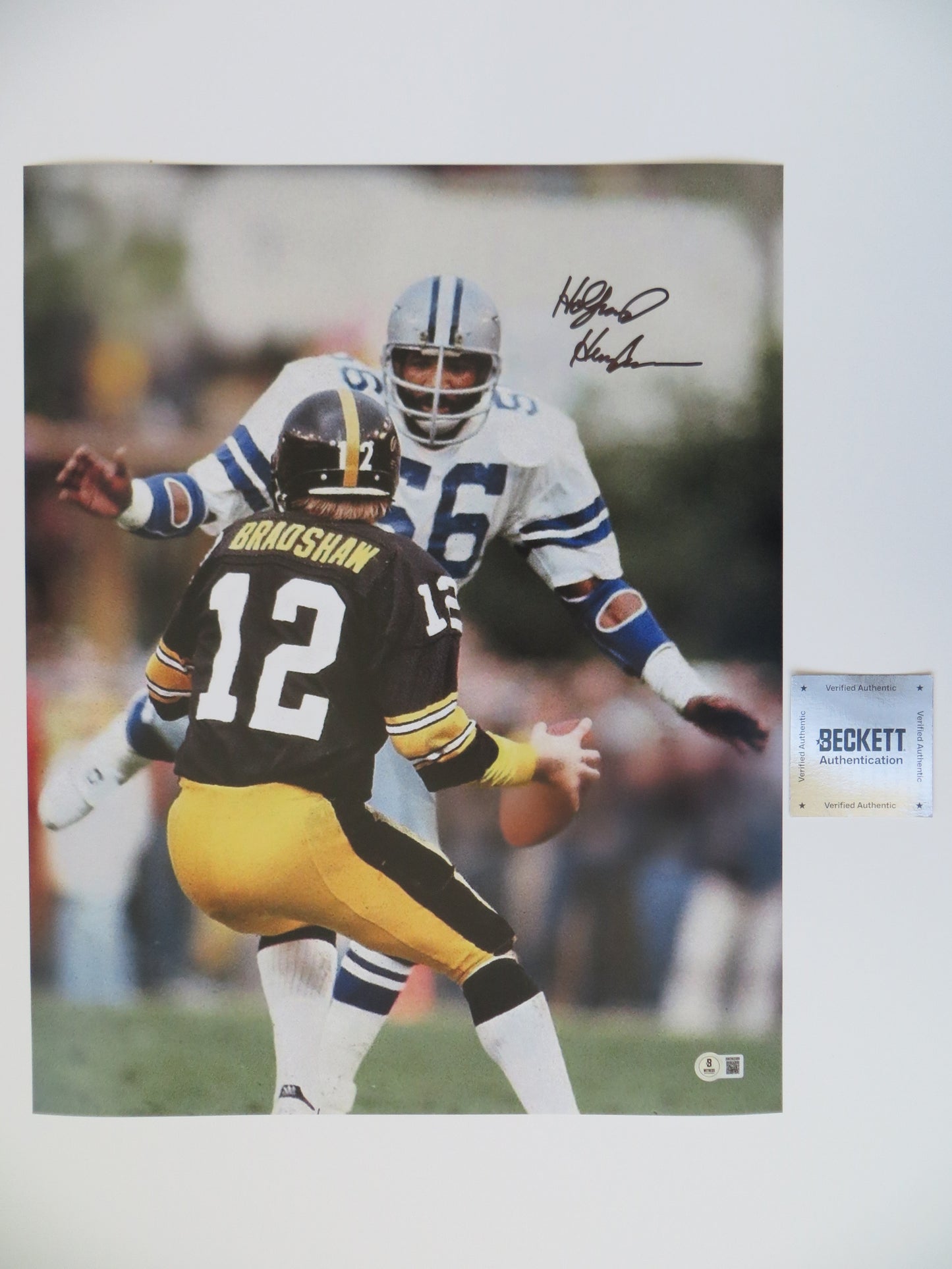 THOMAS HOLLYWOOD HENDERSON SIGNED BRADSHAW SACK 16X20 BAS