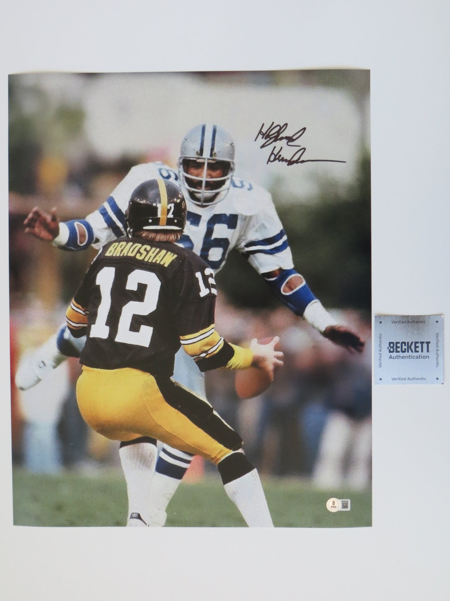 THOMAS HOLLYWOOD HENDERSON SIGNED BRADSHAW SACK 16X20 BAS