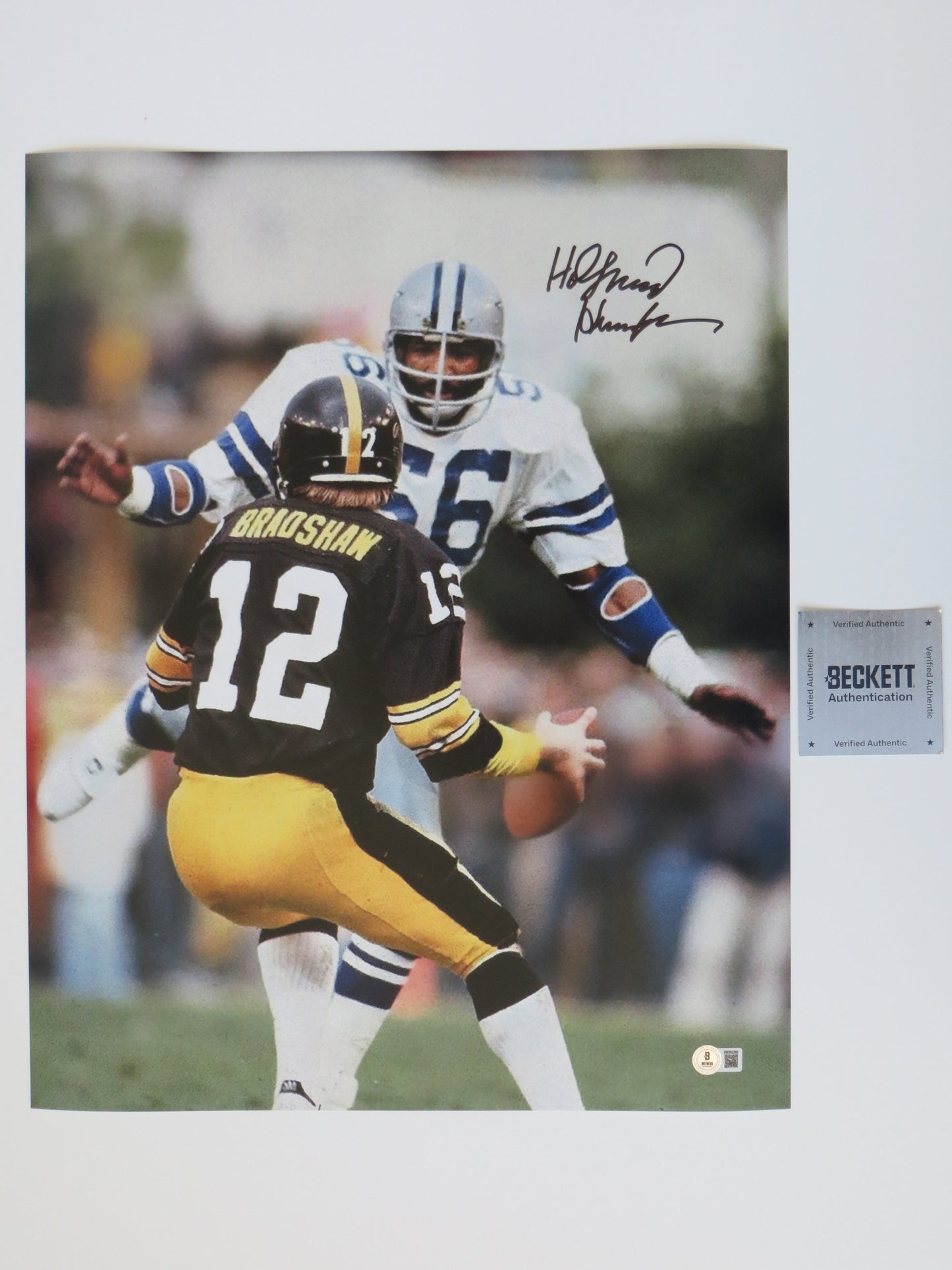 THOMAS HOLLYWOOD HENDERSON SIGNED BRADSHAW SACK 16X20 BAS