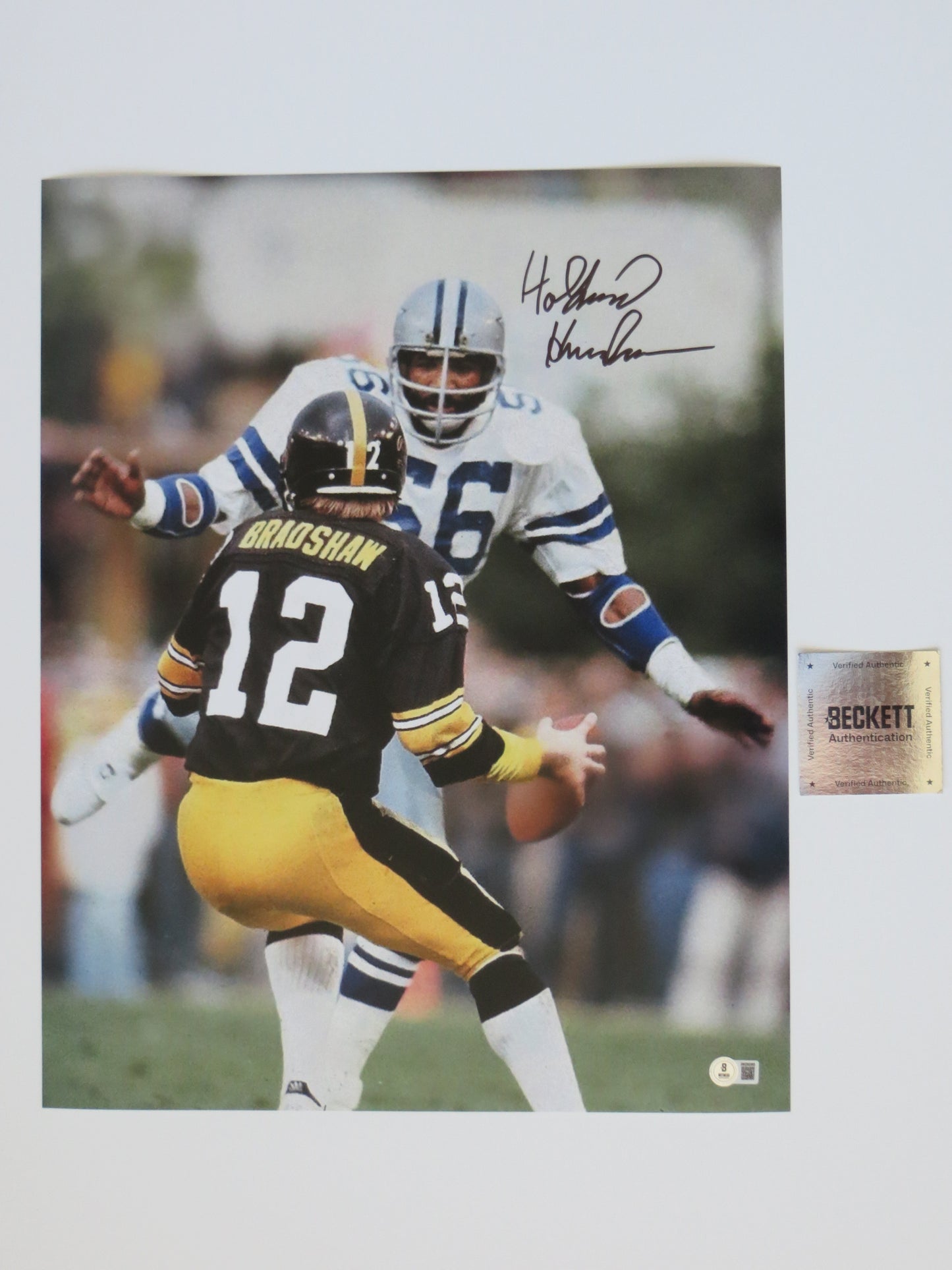 THOMAS HOLLYWOOD HENDERSON SIGNED BRADSHAW SACK 16X20 BAS