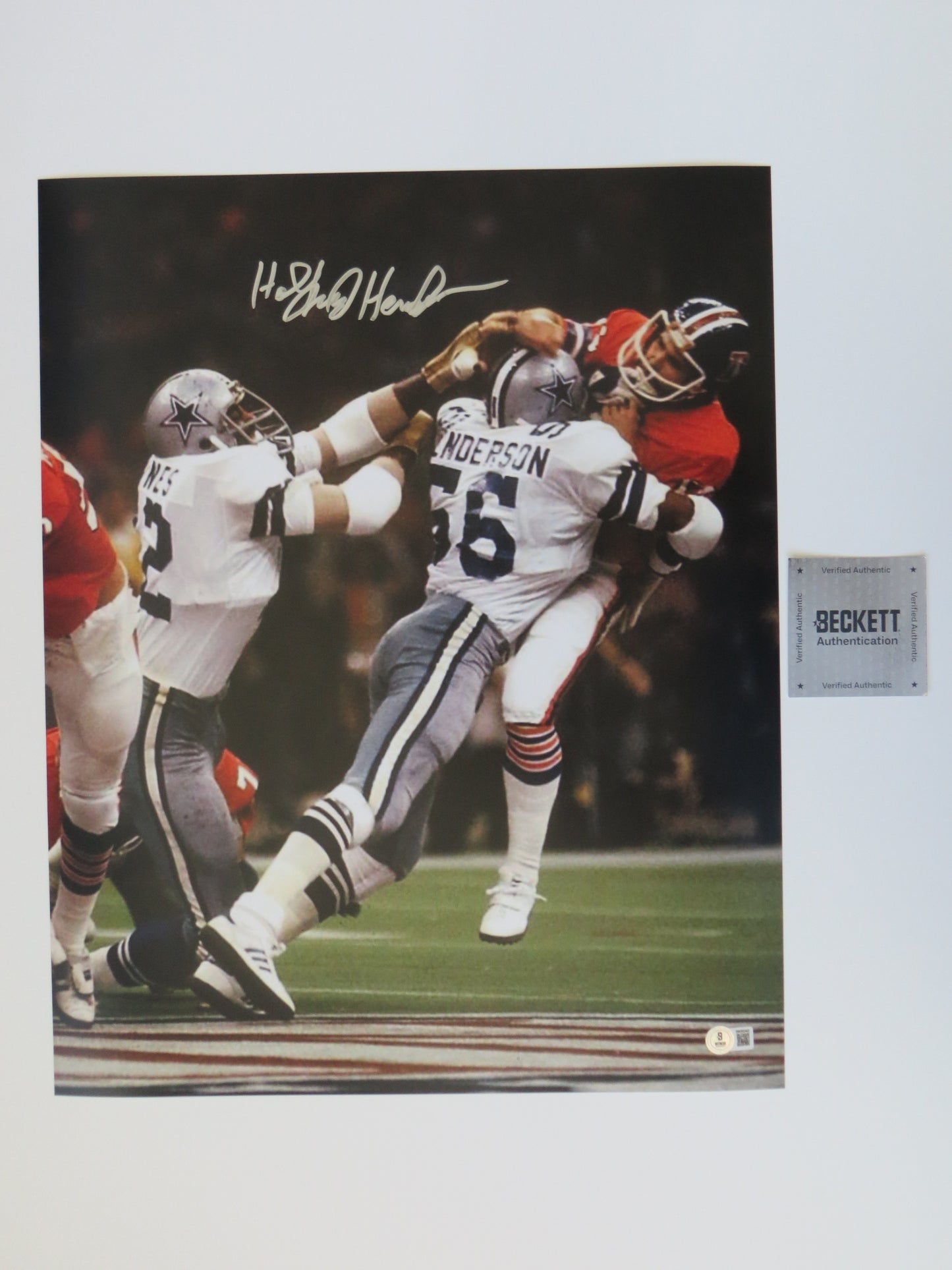 THOMAS HOLLYWOOD HENDERSON SIGNED 16X20 Super Bowl BAS COA