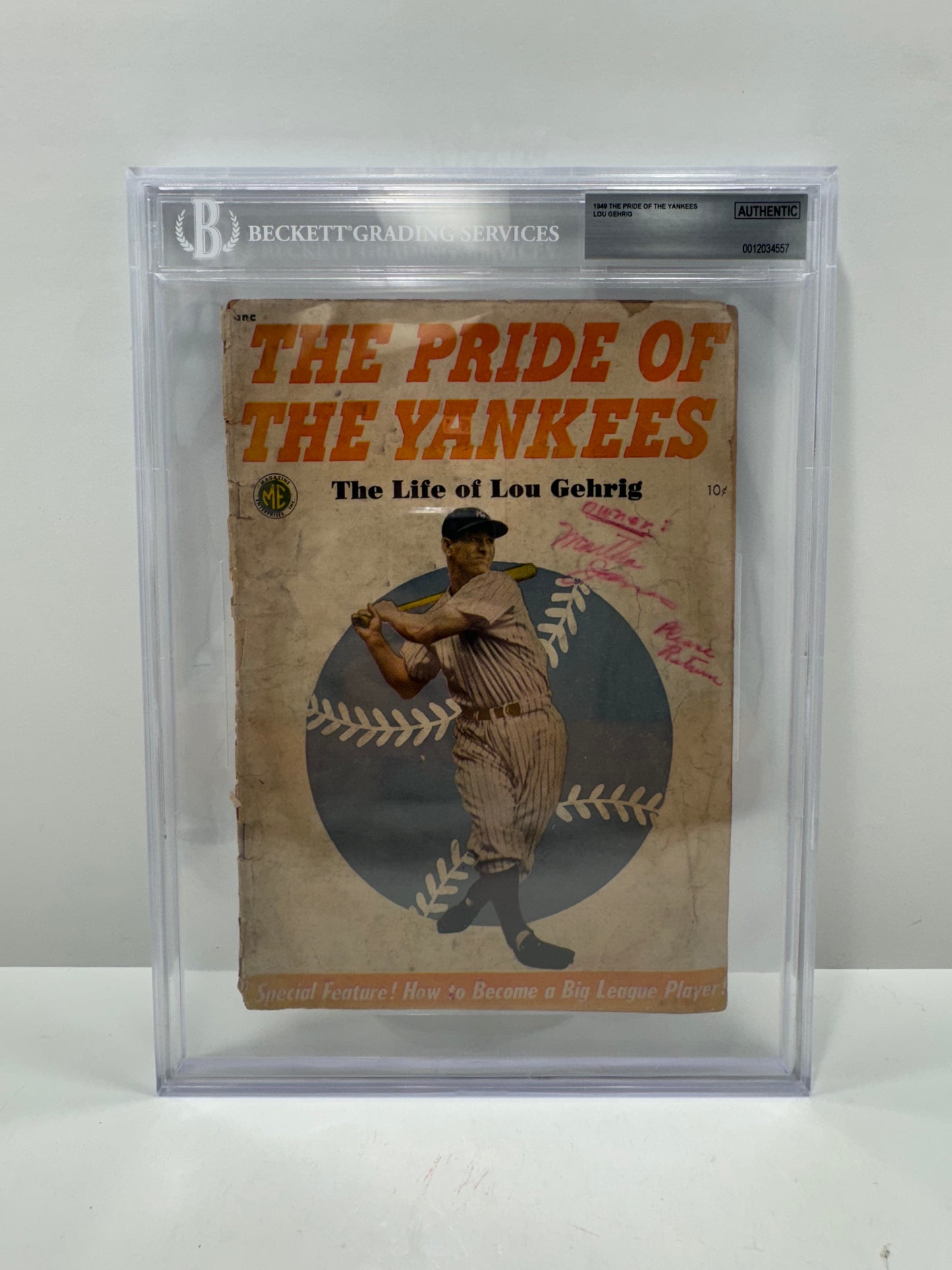 1949 The Pride of The Yankees Lou Gehrig BGS Authentic