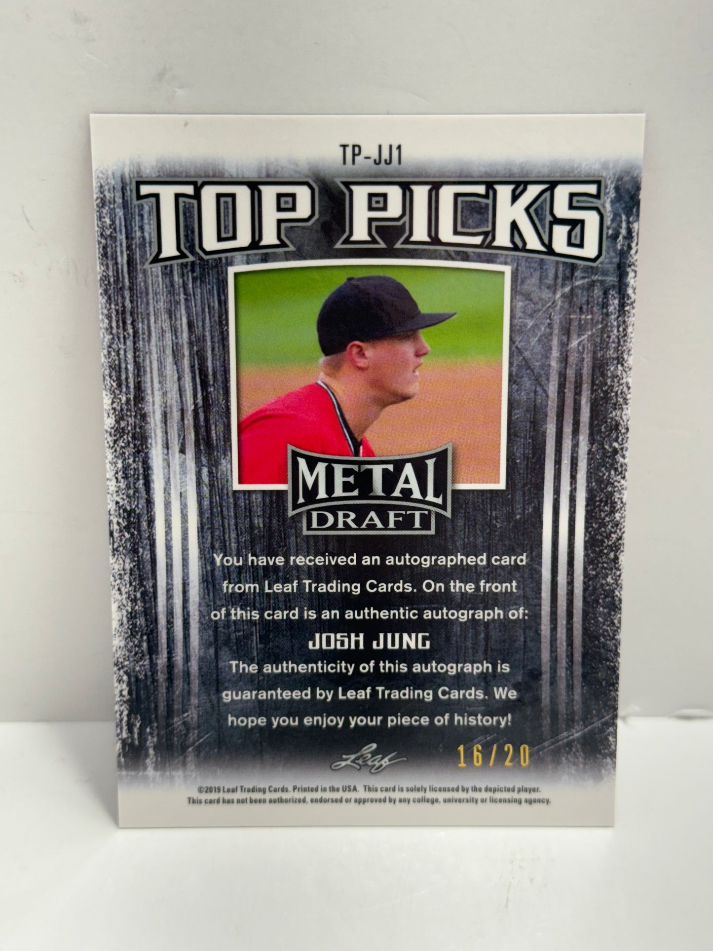 2019 Leaf Josh Jung Metal Draft Pink Top Picks #Tp-JJ1 /20