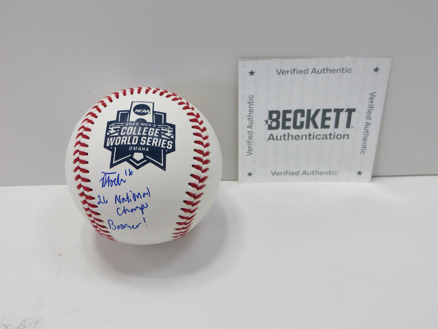 DAYTON TOCKEY SIGNED Rawlings NCAA 2026 WS BASEBALL OU OKLAHOMA SOONERS BAS