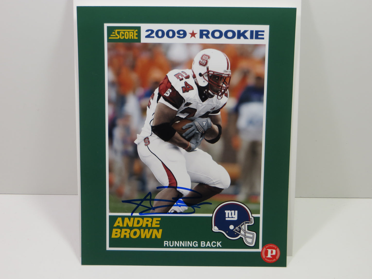 ANDRE BROWN SIGNED NEW YORK GIANTS Panini Authentic 8x10 PHOTO Score 2009 Rookie