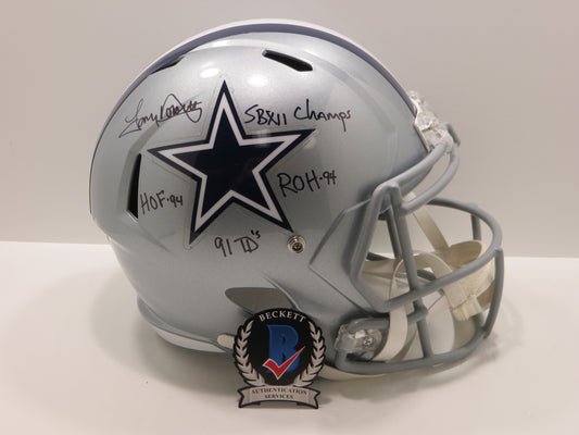 TONY DORSETT SIGNED DALLAS COWBOYS RIDDELL FULL SIZE HELMET w/4 INSCs BAS