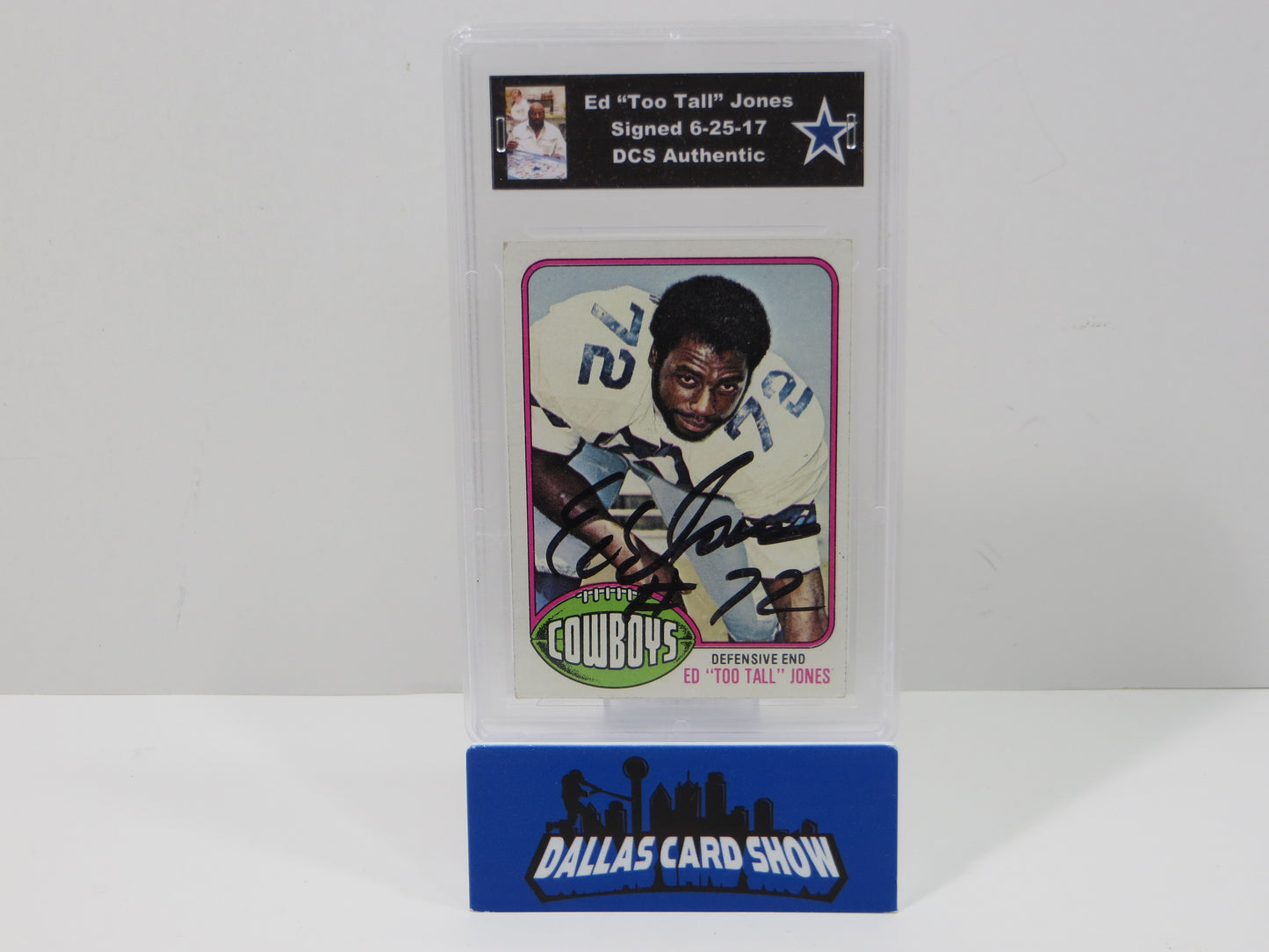 ED TOO TALL JONES SIGNED 1976 TOPPS Football Card #427 DCS Authentic SLAB