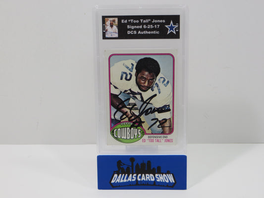 ED TOO TALL JONES SIGNED 1976 TOPPS Football Card #427 DCS Authentic SLAB