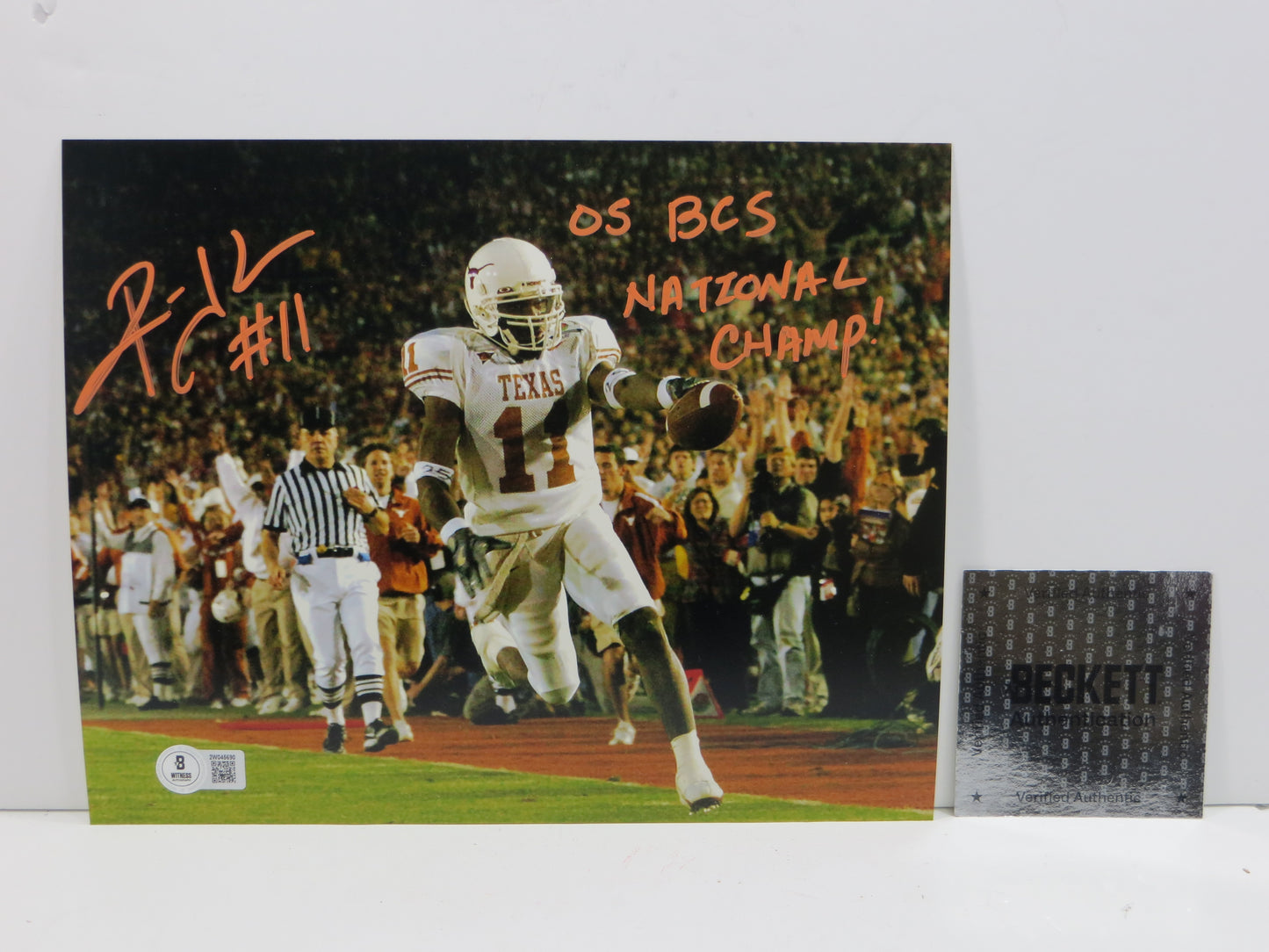 RAMONCE TAYLOR TEXAS LONGHORNS SIGNED 8x10 PHOTO w/05BCSNatChamp BAS