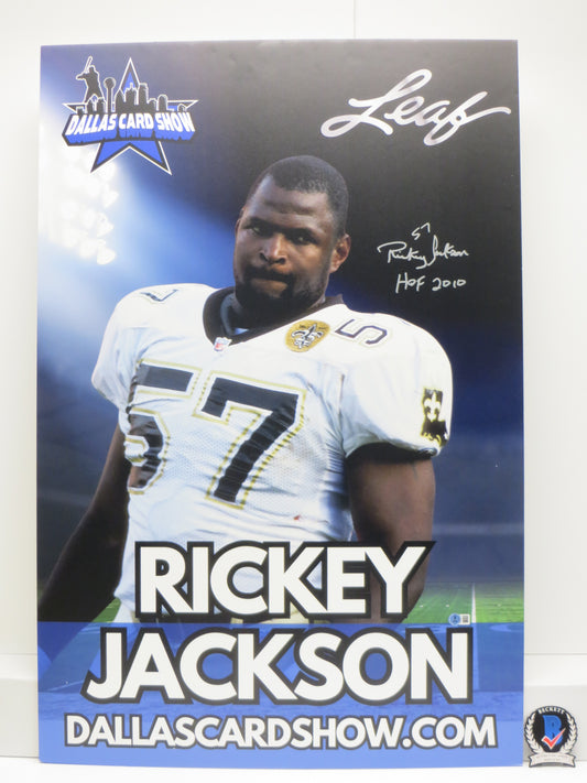 RICKEY JACKSON NEW ORLEANS SAINTS SIGNED 24x36 Dallas Card Show FOAM BOARD BAS