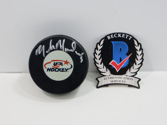MIKE MODANO TEAM USA SIGNED HOCKEY PUCK Dallas Stars Red Wings North Stars BAS