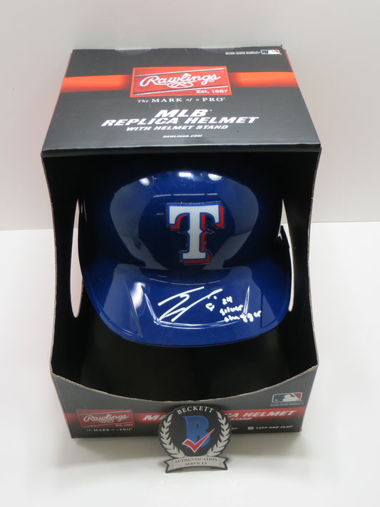 JOSH SMITH SIGNED TEXAS RANGERS FULL SIZE BATTING HELMET w/24 Silver Slugger BAS