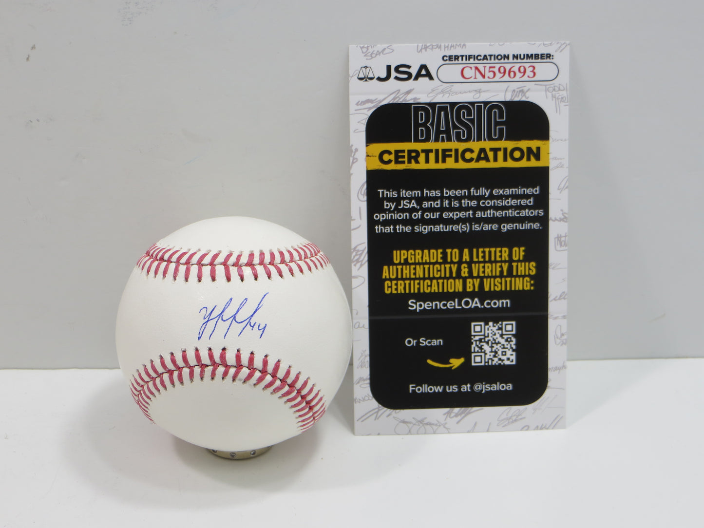 YORDAN ALVAREZ Houston Astros SIGNED RAWLINGS OML BASEBALL JSA