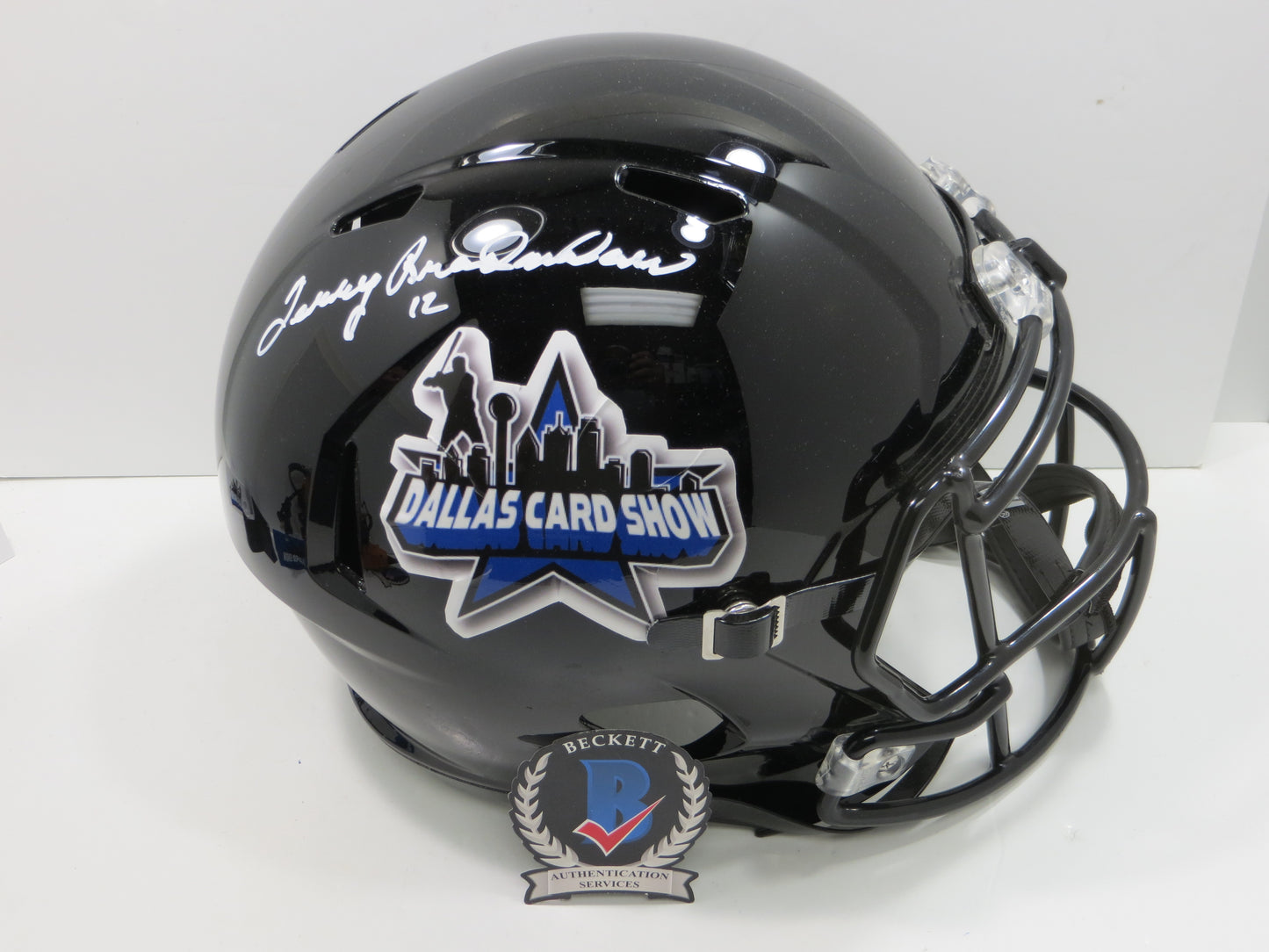 TERRY BRADSHAW SIGNED DALLAS CARD SHOW FULL SIZE HELMET STEELERS HELMET BAS