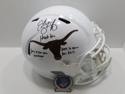 JORDAN SHIPLEY SIGNED TEXAS LONGHORNS Riddell FULL SIZE HELMET w/INSCs BAS