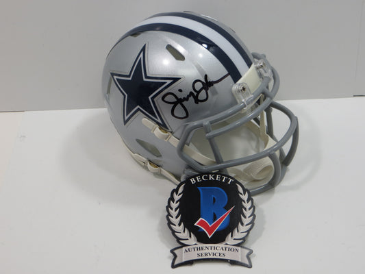 JIMMY JOHNSON SIGNED DALLAS COWBOYS MINI HELMET Miami Hurricanes BAS