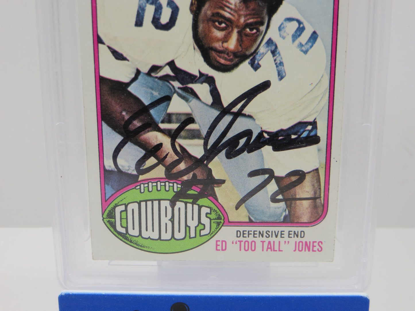 ED TOO TALL JONES SIGNED 1976 TOPPS Football Card #427 DCS Authentic SLAB