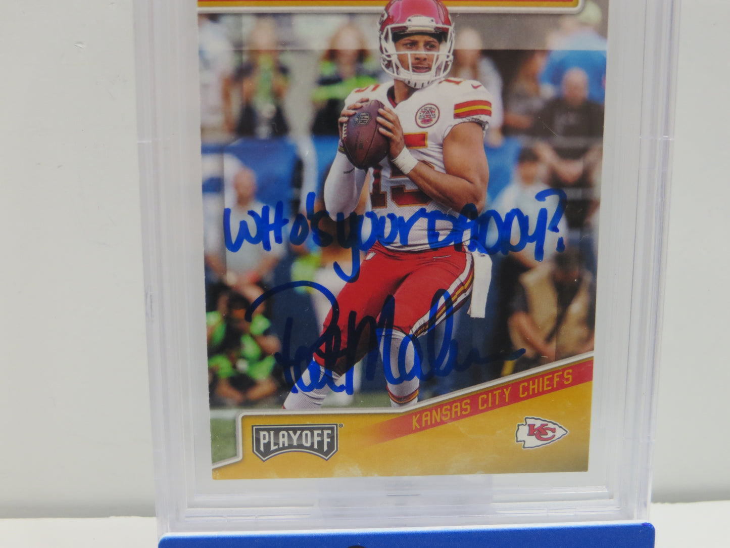 PAT MAHOMES SR SIGNED 2019 Playoff BGS BAS SLAB w/Who's Your Daddy AUTO 10