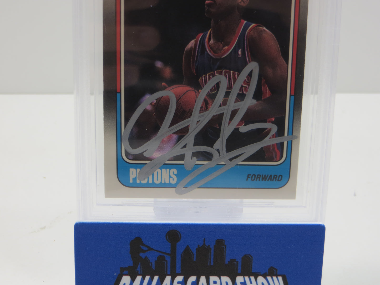 DENNIS RODMAN SIGNED 1988-89 FLEER #43 DETROIT PISTONS BGS BAS SLAB