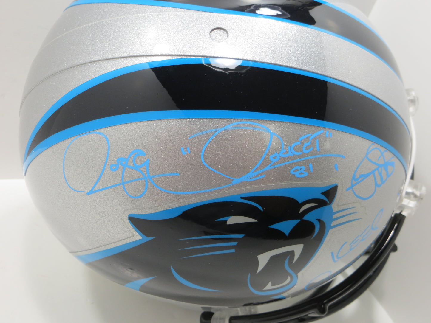 RAGHIB ROCKET ISMAIL SIGNED CAROLINA PANTHERS FULL SIZE HELMET w/KP JSA COA