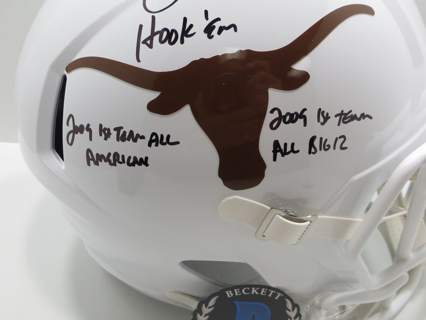 JORDAN SHIPLEY SIGNED TEXAS LONGHORNS Riddell FULL SIZE HELMET w/INSCs BAS