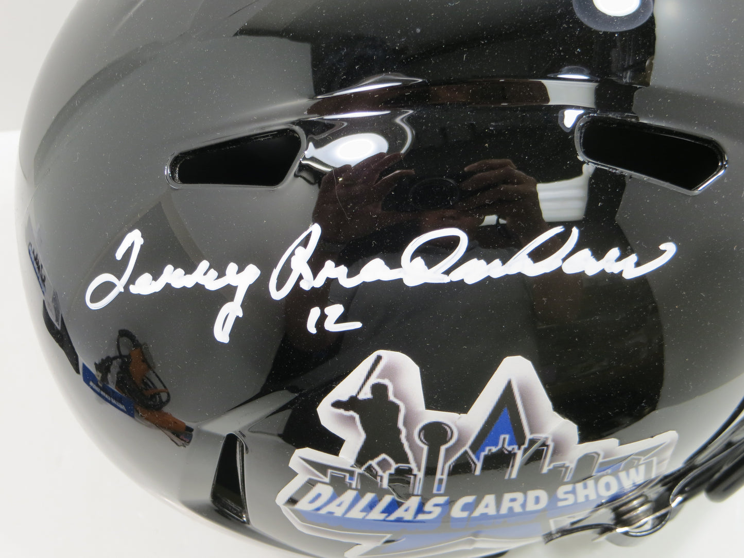 TERRY BRADSHAW SIGNED DALLAS CARD SHOW FULL SIZE HELMET STEELERS HELMET BAS