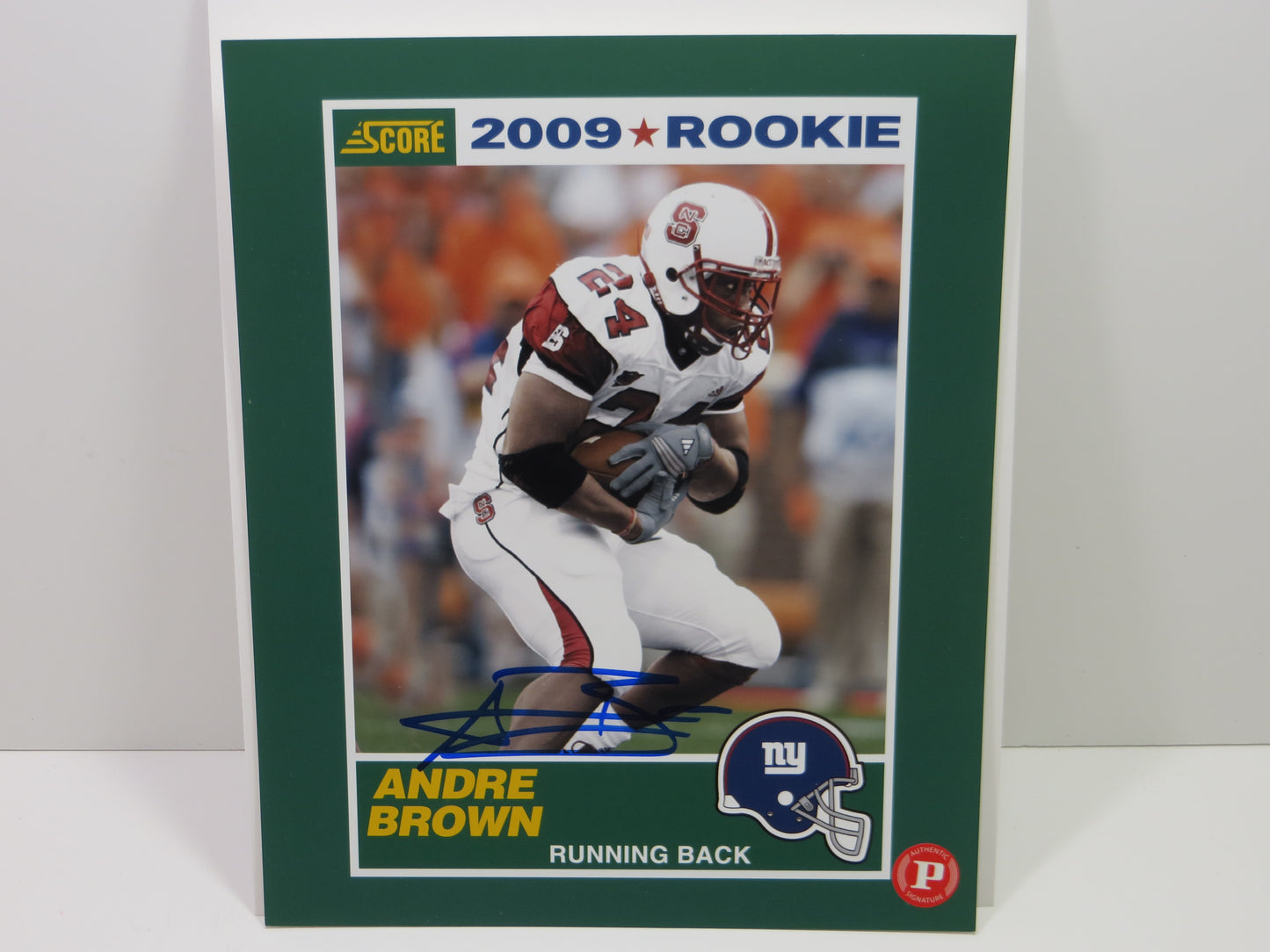 ANDRE BROWN SIGNED NEW YORK GIANTS Panini Authentic 8x10 PHOTO Score 2009 Rookie