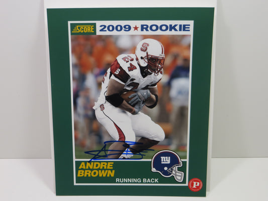ANDRE BROWN SIGNED NEW YORK GIANTS Panini Authentic 8x10 PHOTO Score 2009 Rookie