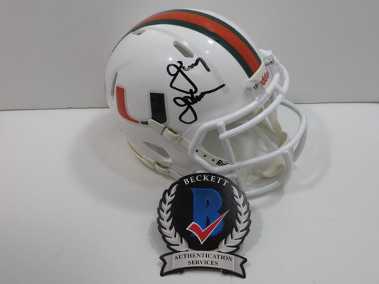 JIMMY JOHNSON SIGNED MIAMI HURRICANES MINI HELMET Dallas Cowboys BAS COA