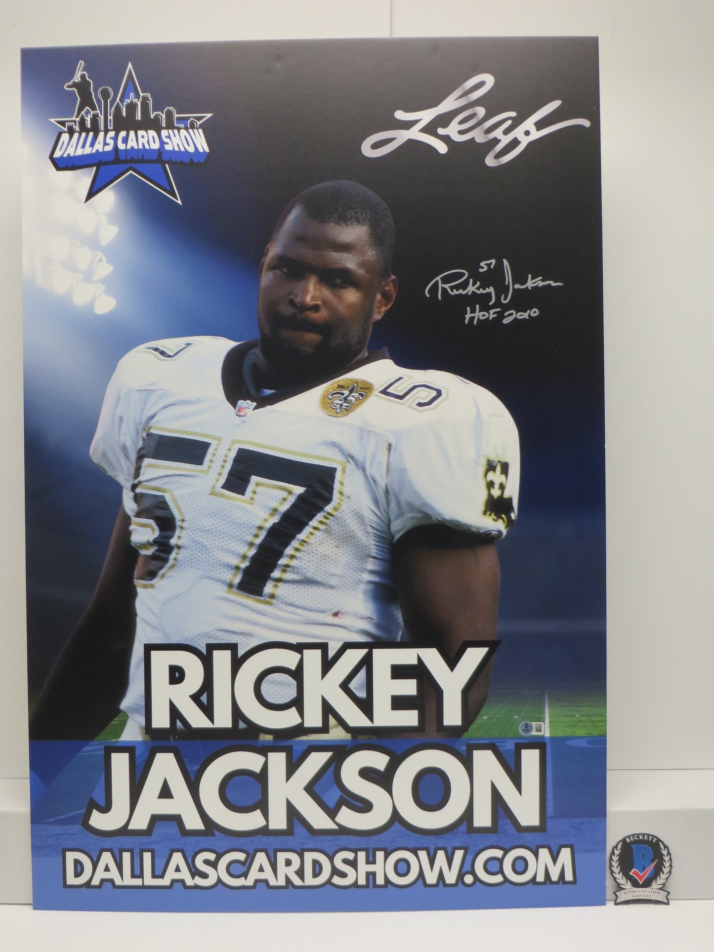 RICKEY JACKSON NEW ORLEANS SAINTS SIGNED 24x36 Dallas Card Show FOAM BOARD BAS