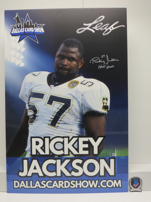 RICKEY JACKSON NEW ORLEANS SAINTS SIGNED 24x36 Dallas Card Show FOAM BOARD BAS