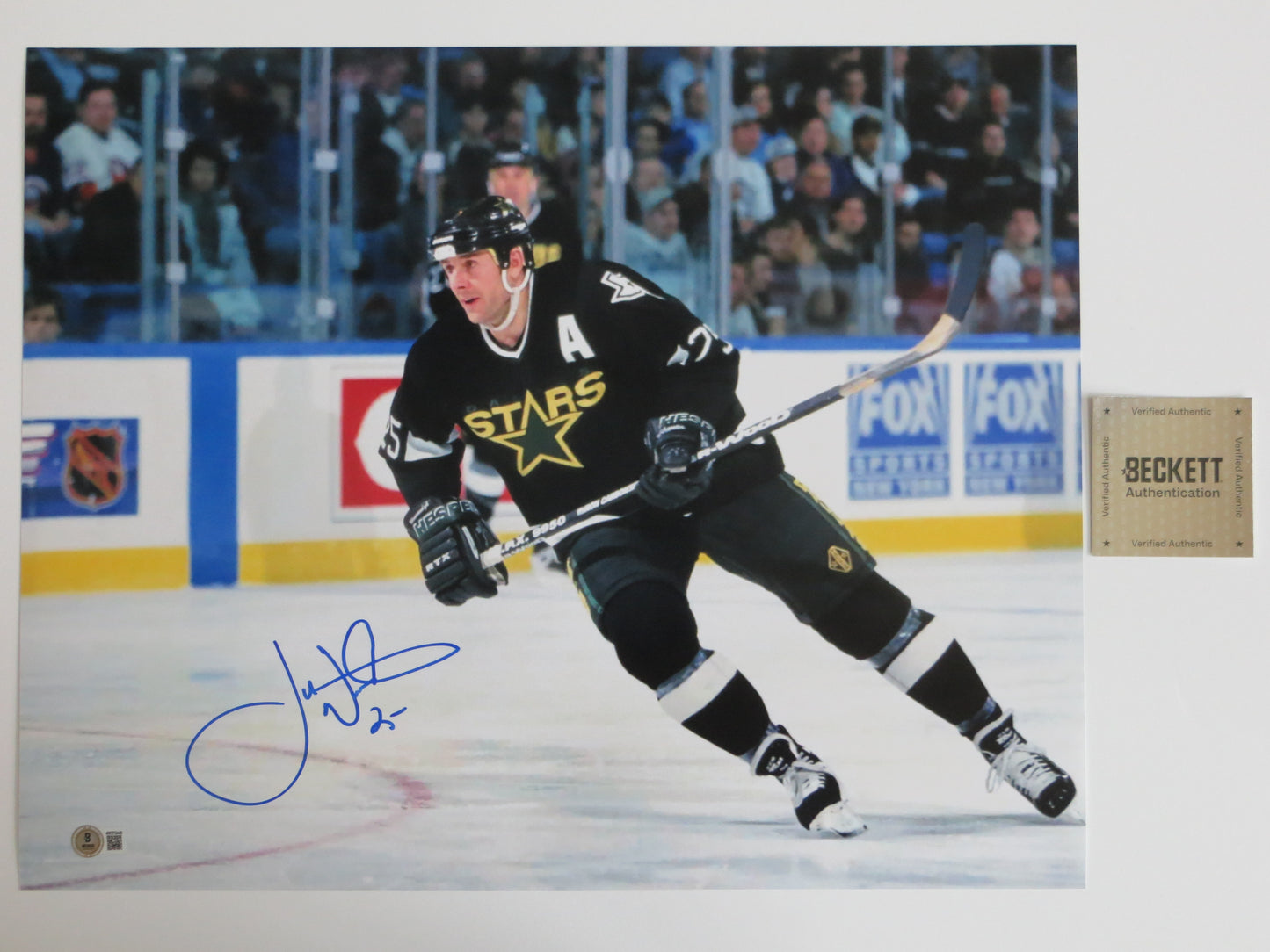 JOE NIEUWENDYK DALLAS STARS SIGNED 16x20 PHOTO BLACK JERSEY BAS